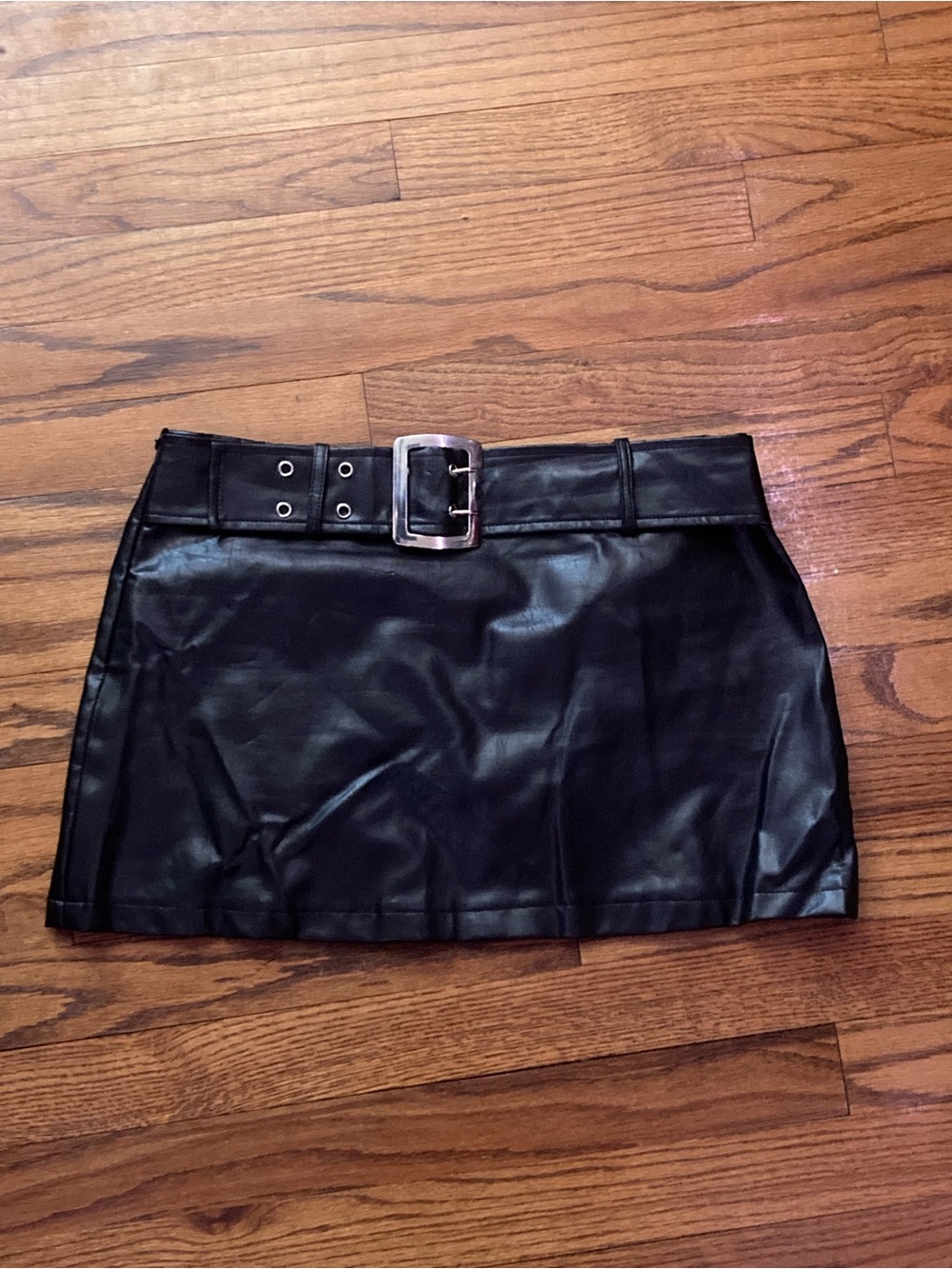 Leather mini skirt